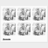 Witte Paarden Gepersonaliseerd Ex-Libris Vierkante Sticker (Vel)