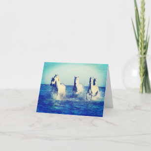 Witte paarden in de oceaan bedankkaart