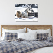 Witte paarden in sneeuw canvas afdruk (Insitu (Slaapkamer))