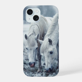 Witte paarden iPhone 15 case