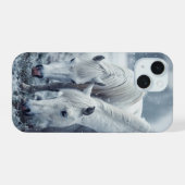 Witte paarden iPhone 15 case (Achterkant horizontaal)
