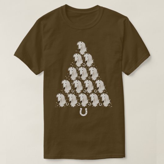 Witte Paarden Kerstboom T-shirt (Design voorkant)