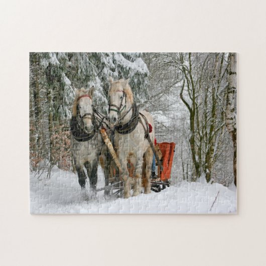 Witte paarden legpuzzel (Horizontaal)