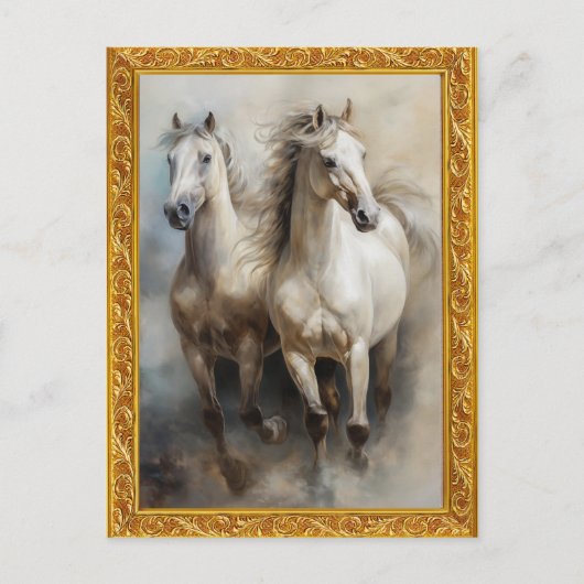 Witte paarden lopen Briefkaart (Voorkant)