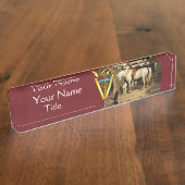 Witte paarden met honden / CADUCEUS VETERINAIR SYM Naambordje (Zijkant)