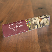 Witte paarden met honden / CADUCEUS VETERINAIR SYM Naambordje (Zijkant)