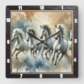 Witte paarden modern vierkante klok (Voorkant)