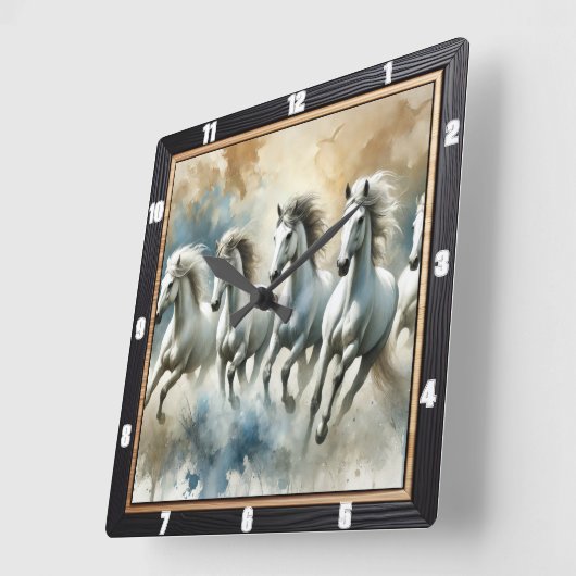 Witte paarden modern vierkante klok (Hoek)