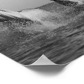 Witte paarden, oceaan, zwarte en witte fotografie poster (Hoek)