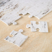 Witte paarden op strand op zonsondergang legpuzzel (Zijkant)