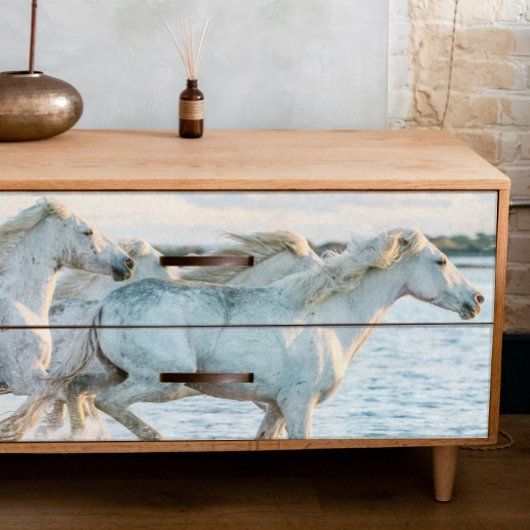 Witte Paarden Racing Decoupage Tissuepapier