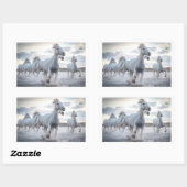 Witte paarden rechthoekige sticker (Vel)