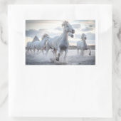 Witte paarden rechthoekige sticker (Tas)
