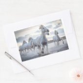 Witte paarden rechthoekige sticker (Envelop)