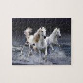 Witte paarden spel puzzel legpuzzel (Horizontaal)