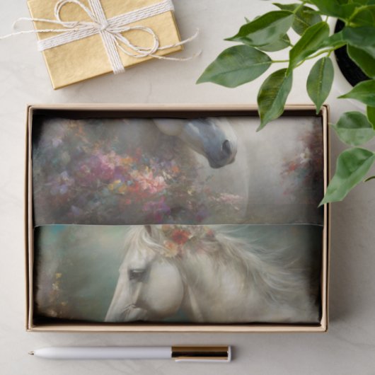 Witte paarden tissuepapier (Geschenk)