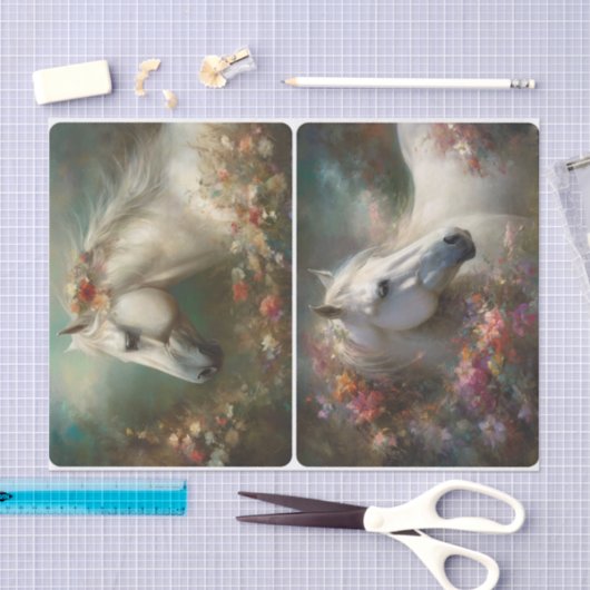 Witte paarden tissuepapier (Craft)