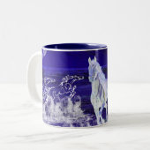 Witte paarden tweekleurige koffiemok (Voorkant links)