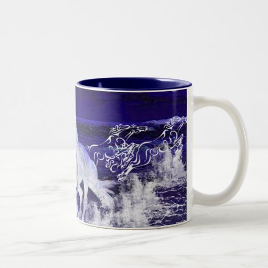 Witte paarden tweekleurige koffiemok (Rechts)