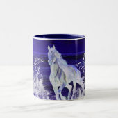 Witte paarden tweekleurige koffiemok (Center)