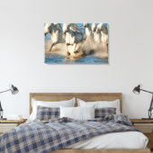 Witte paarden van Camargue, Frankrijk Canvas Afdruk (Insitu (Slaapkamer))