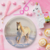 Witte paarden, witte sneeuw papieren bordje (Feest)