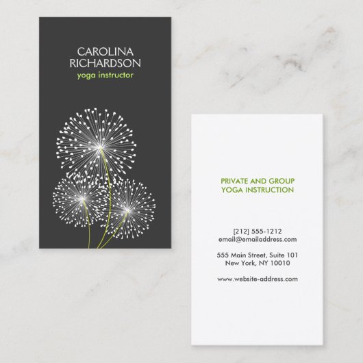 WITTE PAARDENBLOEMEN YOGA LERAAR, YOGA INSTRUCTEUR VISITEKAARTJE (Voorkant / Achterkant)