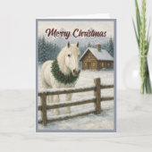  witte paardenkerst feestdagen kaart (Voorkant)