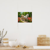 Witte paardenkoets Elegant Romantisch Vintage Poster (Keuken)