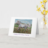 Witte Paardenolie Schilderij Verjaardag Kaart (Gele Bloem)