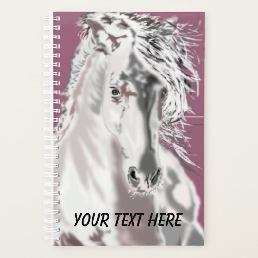 Witte Paardenplanner met Aangepaste Tekst Planner (Voorkant)