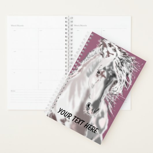 Witte Paardenplanner met Aangepaste Tekst Planner (Display)