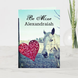 Witte paardenrode hartritme Valentijn Feestdagen Kaart
