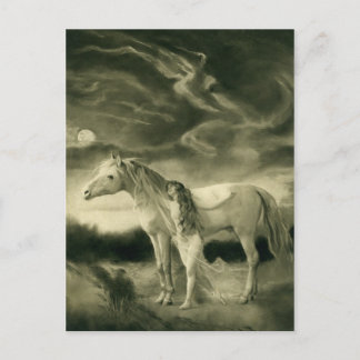 witte paardenvrouw briefkaart