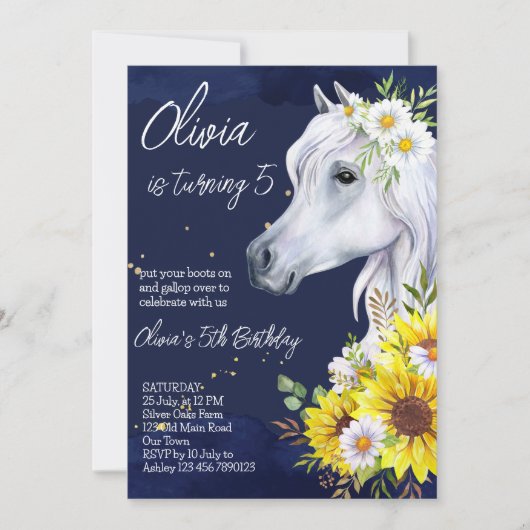 Witte paardenzonnebloemen, feestdag kaart (Voorkant)