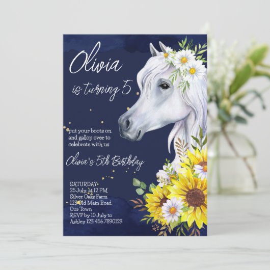 Witte paardenzonnebloemen, feestdag kaart (Staand voorkant)