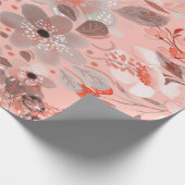 Witte & paarse bloemen op een roze patroon cadeaupapier (Hoek)