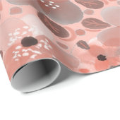 Witte & paarse bloemen op een roze patroon cadeaupapier (Rol Hoek)