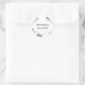 Witte Paarse bloemenbruiloft Classic ronde Sticker (Tas)