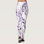 Witte paarse Bloempatroon Leggings (Achterkant)