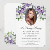 Witte Paarse Calla Lily foto begrafenismonument Kaart (Voorkant / Achterkant)