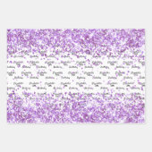 Witte paarse confetti glitters verjaardag inpakpapier vel (Voorkant)