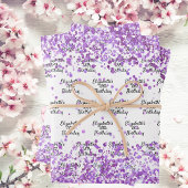 Witte paarse confetti glitters verjaardag inpakpapier vel