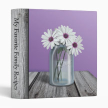 Witte & Paarse Daisy Rustic Mason Jar Binder