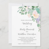 Witte Paarse Floral Greenery Eucalyptus Succulents Kaart (Voorkant)