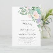 Witte Paarse Floral Greenery Eucalyptus Succulents Kaart (Staand voorkant)