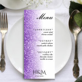 Witte & Paarse Glitter Diner Bruiloft Receptie Menu