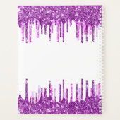 Witte paarse glitter druppelt roze monogram planner (Achterkant)