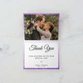 Witte & Paarse Glitter Ombre Foto Bruiloft Bedankkaart (Binnen)
