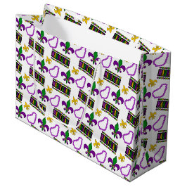 WITTE PAARSE GREEN GOLD MARDI GRAS BEADS GROOT CADEAUZAKJE